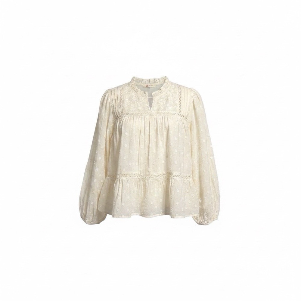 Levi's Standard Fit Dotted Pintuck Blouse Ivory Size Large Boho whimsy